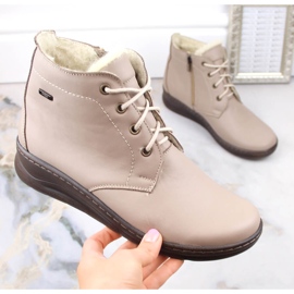 Botas cuña mujer cómodas invierno piel beige Helios 584 1