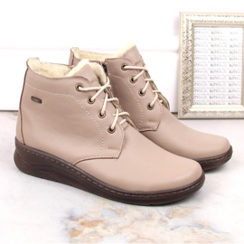 Botas cuña mujer cómodas invierno piel beige Helios 584 2