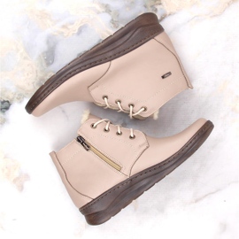 Botas cuña mujer cómodas invierno piel beige Helios 584 3