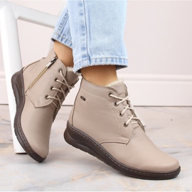 Botas cuña mujer cómodas invierno piel beige Helios 584 4