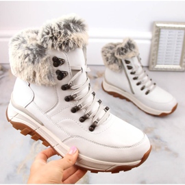 Botines de mujer impermeables de piel con aislamiento de lana, blanco Rieker W0063-80 4