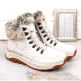 Botines de mujer impermeables de piel con aislamiento de lana, blanco Rieker W0063-80 5
