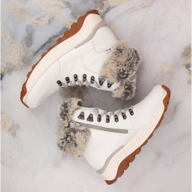 Botines de mujer impermeables de piel con aislamiento de lana, blanco Rieker W0063-80 6
