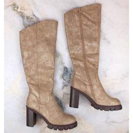 M. DASZYŃSKI Botas de mujer con tacón alto y plataforma, con aislamiento dorado, M.Daszyński SA218-4 5
