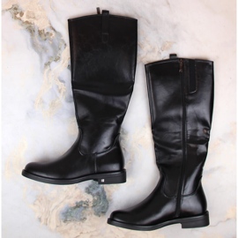 Botas de mujer negras con tacón plano Potocki SZ12244 negro 4