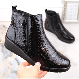 Botines de mujer de charol negro con cuña en la entrepierna, T.Sokolski Z23-333 4