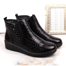 Botines de mujer de charol negro con cuña en la entrepierna, T.Sokolski Z23-333 5