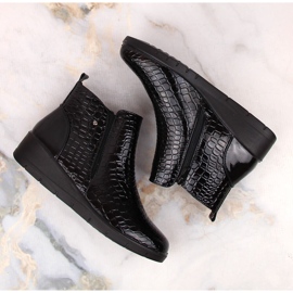 Botines de mujer de charol negro con cuña en la entrepierna, T.Sokolski Z23-333 6