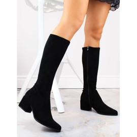 Botas aislantes de ante de tacón alto para mujer, negro Sergio Leone KZ212 2
