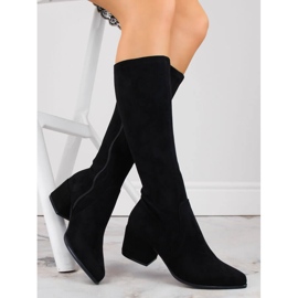 Botas aislantes de ante de tacón alto para mujer, negro Sergio Leone KZ212 1