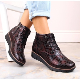 Botas de cuña de mujer de piel, burdeos aislantes, Filippo DBT3169 rojo 1