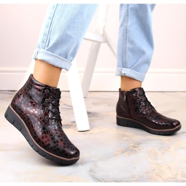 Botas de cuña de mujer de piel, burdeos aislantes, Filippo DBT3169 rojo 2
