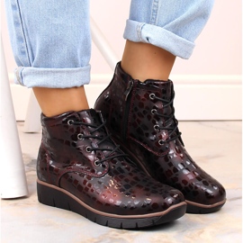 Botas de cuña de mujer de piel, burdeos aislantes, Filippo DBT3169 rojo 3