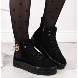 Botas de ante negro con plataforma, aisladas de Filippo DBT4715 3