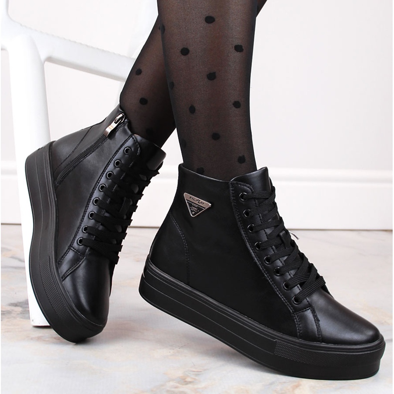 Botines de piel con plataforma, creepers negros con aislamiento Filippo DBT4708 2