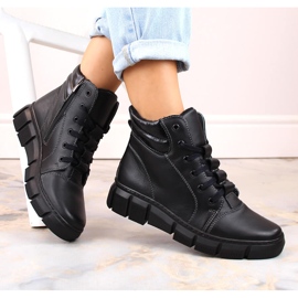 Botas de mujer cómodas y aislantes de piel, negro Helios 562S 1