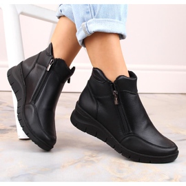 Botas cuña cómodas de piel con aislamiento, negro Helios 594S 1