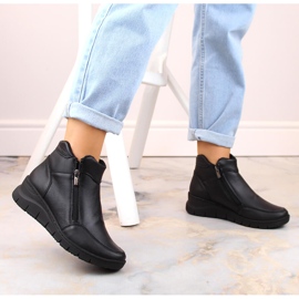 Botas cuña cómodas de piel con aislamiento, negro Helios 594S 2