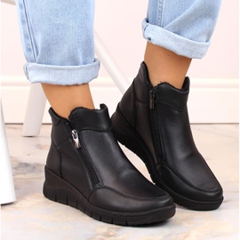 Botas cuña cómodas de piel con aislamiento, negro Helios 594S 3