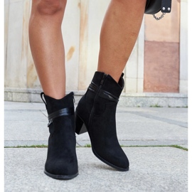 Botas cowboy negras de tacón con cadena Netanel negro 3