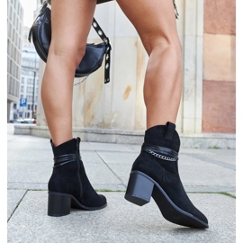 Botas cowboy negras de tacón con cadena Netanel negro 4