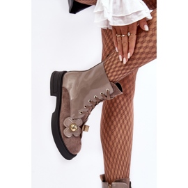 S.Barski Botines con cremallera y adornos para mujer de moda D&amp;A MR870-76 gris-marrón beige 3