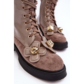 S.Barski Botines con cremallera y adornos para mujer de moda D&amp;A MR870-76 gris-marrón beige 5