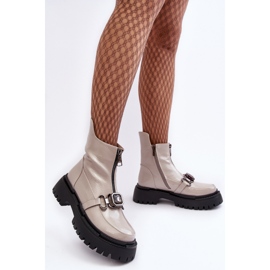 S.Barski Botas Mujer Charol Cremallera D&amp;A MR870-94 Gris Claro beige 2