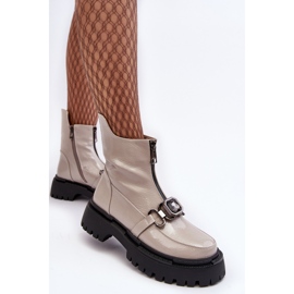 S.Barski Botas Mujer Charol Cremallera D&amp;A MR870-94 Gris Claro beige 6