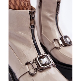S.Barski Botas Mujer Charol Cremallera D&amp;A MR870-94 Gris Claro beige 4