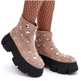 S.Barski Botas Aislante De Ante Con Cristales D&amp;A MR870-83 Beige 10
