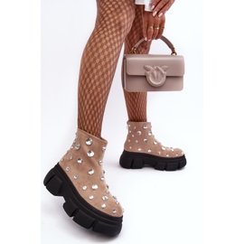 S.Barski Botas Aislante De Ante Con Cristales D&amp;A MR870-83 Beige 6
