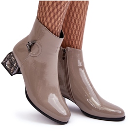 S.Barski Botines Mujer Charol Con Tacones Altos Decorados D&amp;A MR870-93 Gris beige 9