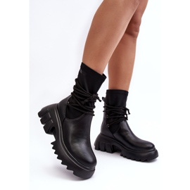 Botas con plataforma enorme y cordones, Black Big Star MM274590 negro 2