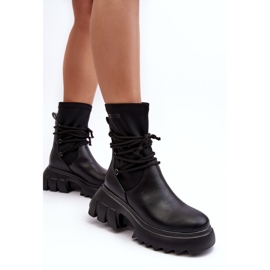 Botas con plataforma enorme y cordones, Black Big Star MM274590 negro 5