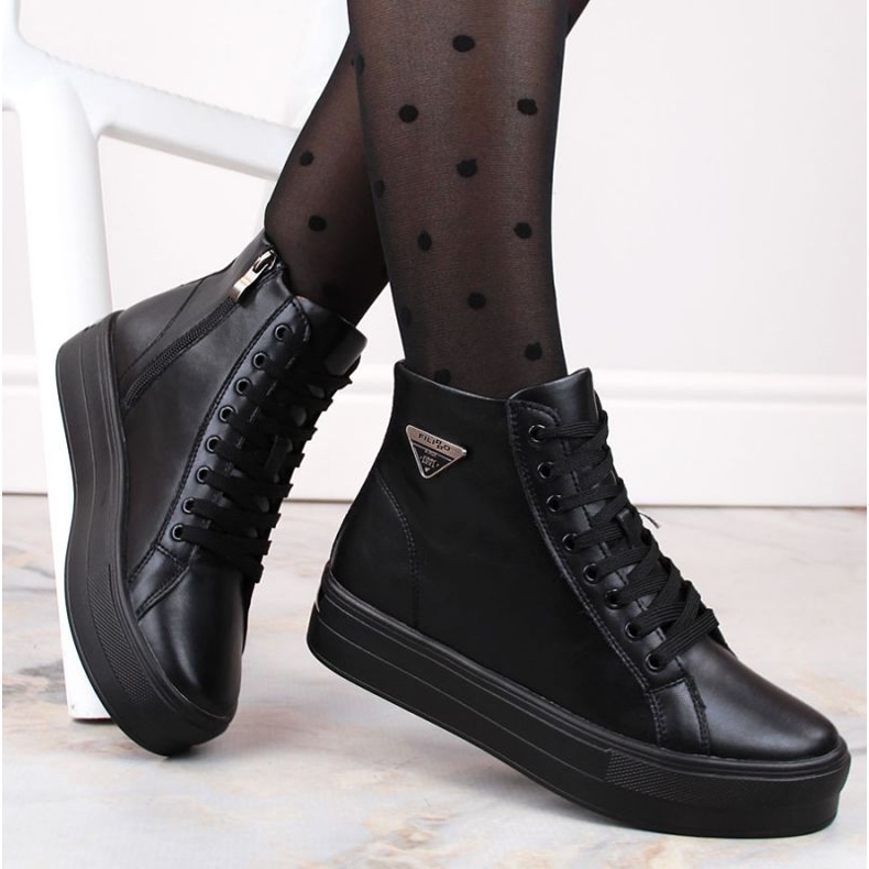 Botines de piel con plataforma, creepers aislantes Filippo W PAW471, negro 1