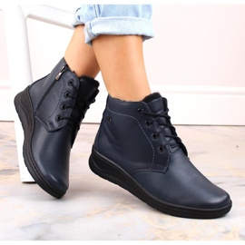 Botas aislantes de piel Helios W H584C con cordones y cremallera, azul marino 1