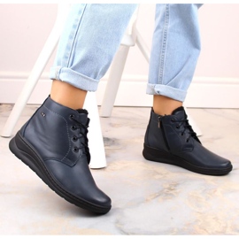 Botas aislantes de piel Helios W H584C con cordones y cremallera, azul marino 2