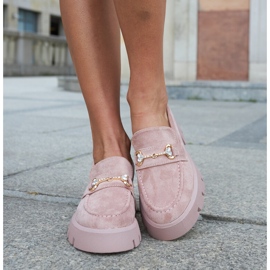 Mocasines rosas con hebilla y pedrería Gaiola rosado 3