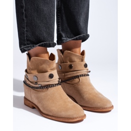 Botas camperas mujer ante con cuña Shelovet beige 1