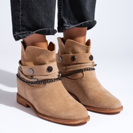 Botas camperas mujer ante con cuña Shelovet beige 2