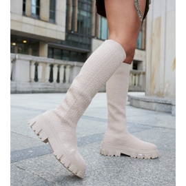 Ausonia botas calcetín largas beige 2