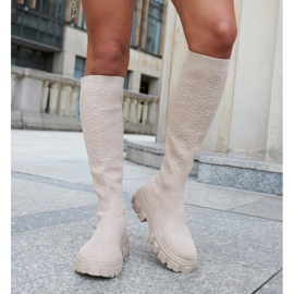 Ausonia botas calcetín largas beige 3