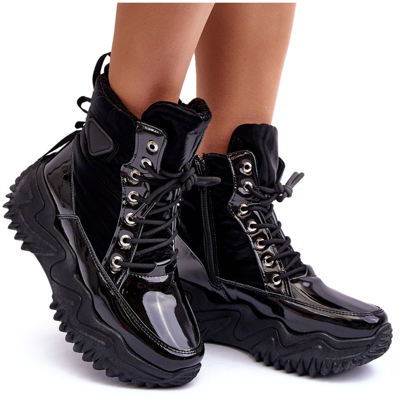 Botines aislantes con plataforma maciza, negro 3