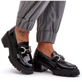 Zapatos de charol para mujer con tacones altos enormes, negro Lemmitty 9
