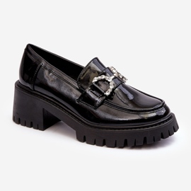 Zapatos de charol para mujer con tacones altos enormes, negro Lemmitty 1