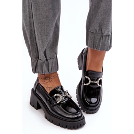 Zapatos de charol para mujer con tacones altos enormes, negro Lemmitty 3