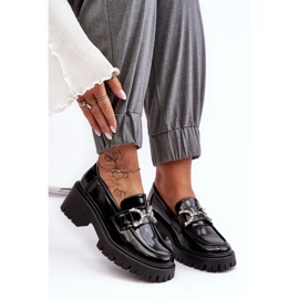 Zapatos de charol para mujer con tacones altos enormes, negro Lemmitty 8