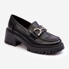 Zapatos de cuero para mujer con tacones altos enormes, negro Lemmitty 1