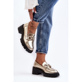 Zapatos de cuero para mujer con tacones altos enormes, dorado Lemmitty 4